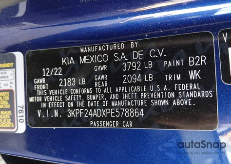 2023 Kia Forte Lxs z USA, uszkodzony, nr VIN 3KPF24ADXPE578864
